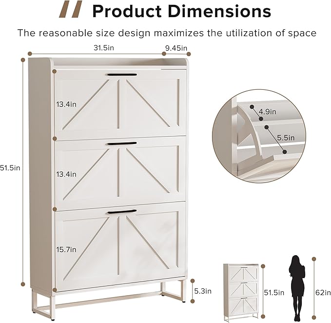 EOYUTLLY Shoe Cabinet Storage for Entryway, Narrow Shoe Rack