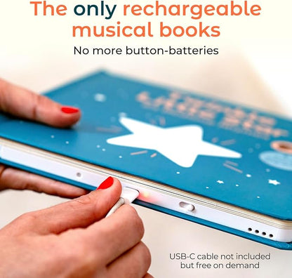 Cali's Books Twinkle Twinkle Little Star – USB-C Rechargeable Musical Book for 1-Year-Old | Sound Book for Toddlers 1-3 with Bedtime Lullabies – Nursery Rhymes Musical Book
