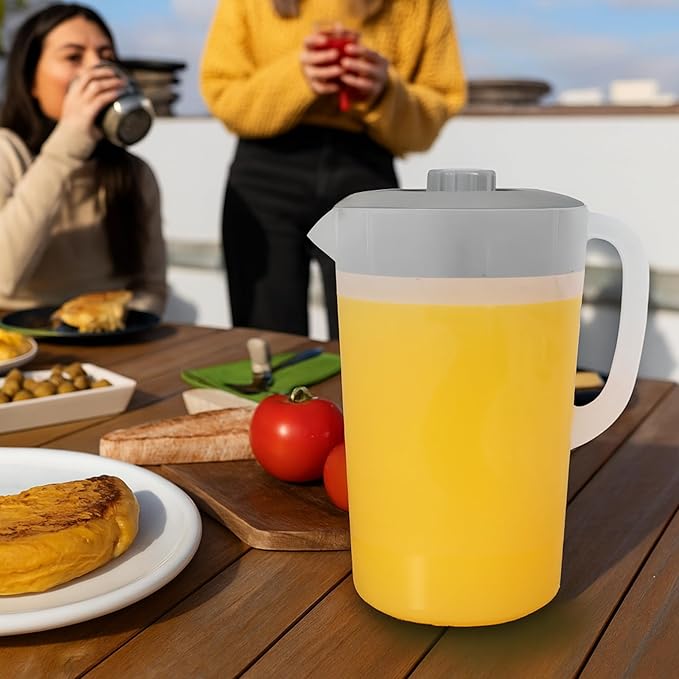 Water Pitcher with Lid 1 Gallon Pitcher, Freezer/Dishwasher Safe, BPA Free &