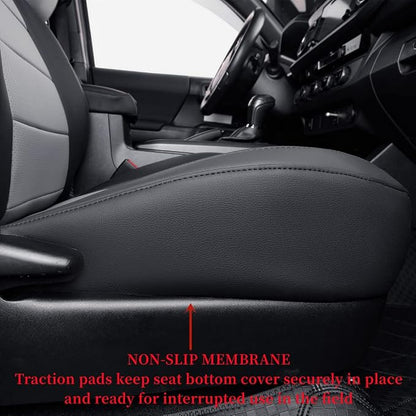 coverdream Front Tacoma Seat Covers Custom Fit for 2024-2026 Toyota Tacoma SR,SR5,TRD Sport,TRD Off-Road,Limited Truck,Fully Covered Waterproof Leather Car Seat Protector (Front Row Only,Black/Gray)