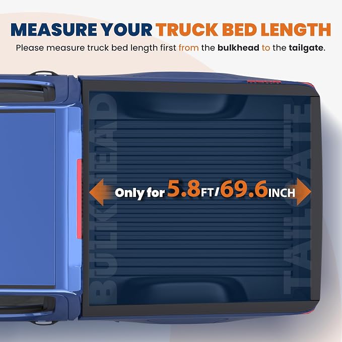 KUIPERAUTO Soft Tri 5.8FT Truck Bed Tonneau Cover Compatible for 2019-2026 Chevy Chevrolet Silverado/GMC Sierra 1500 (Excludes 2019 Classic Model) Fleetside On Top -69.6 Inch