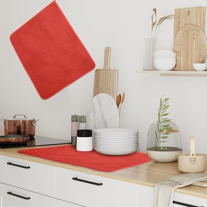 Hushee 2 Pack Extra Large Dish Drying Mat Microfiber Absorbent Dish Drying Pad