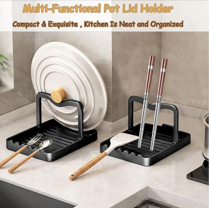 Spoon Rest with Lid Holder, Stainless Steel Lid Holder While Cooking &