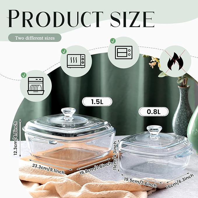 Maxcheck 2 Pieces Glass Casserole Dish