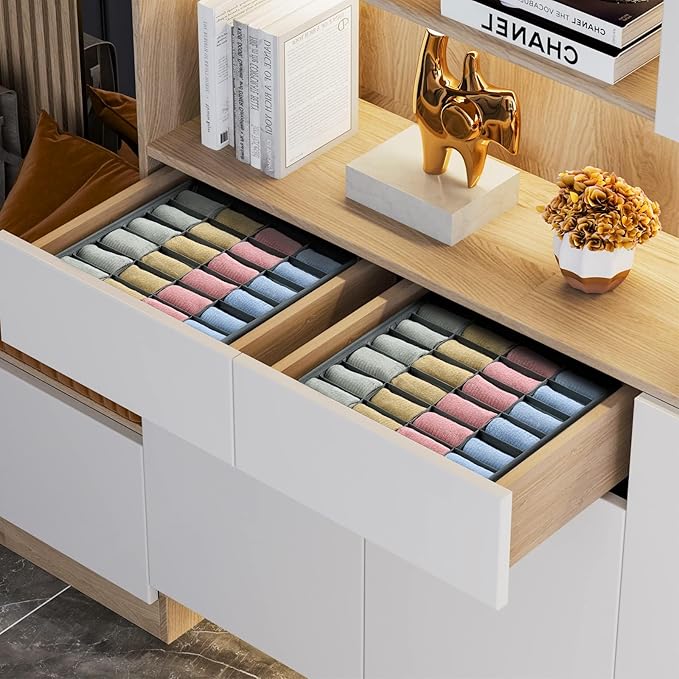Joyoldelf Sock Drawer Organizer Underwear Organizer, 24 Cell Collapsible Closet