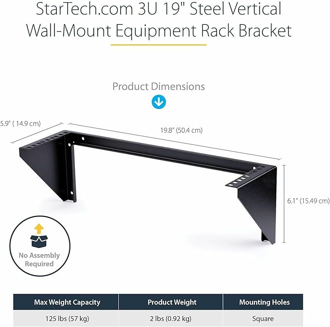 StarTech.com 3U 19" Wall Mount Vertical Rack Bracket, Wall Mount Patch Panel