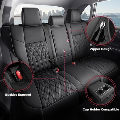 FREESOO Custom Seat Covers for Toyota RAV4 2019 2020 2021 2022 2023 2024 2025 LE XLE Limited XLE Premium Gas, RAV4 Leather Car Seat Covers Interior, RAV 4 SUV Accessories Full Set, Black