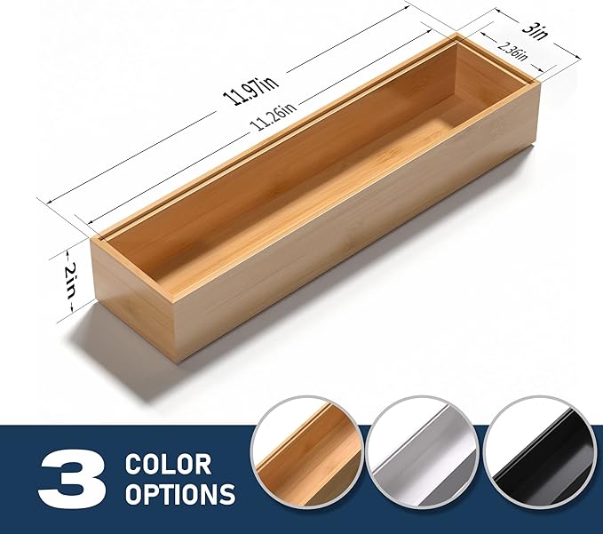 VeyFey Silverware Tray for Drawer, Stackable Kitchen Bamboo Drawer Organizer