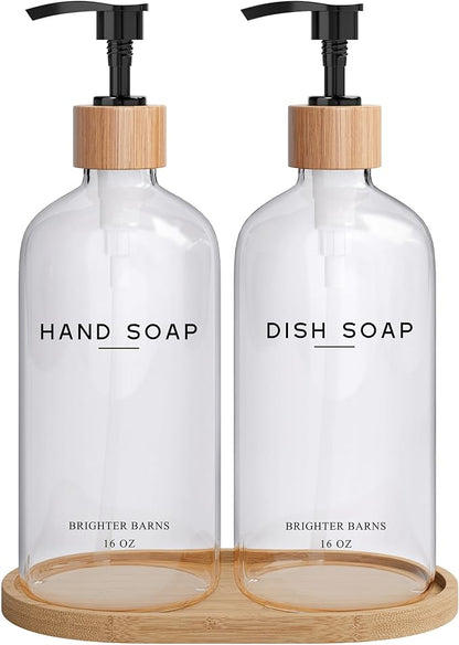 Clear Glass Hand and Dish Soap Dispenser Set by Brighter Barns