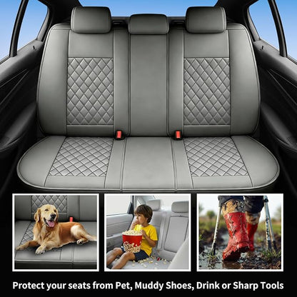 Car Seat Covers Compatible with Hyundai Accent 2017-2025 2026 - Full Set 5 Seats Luxury Leather All-Weather Seat Cushions & Protectors, Waterproof & Breathable, Airbag Compatible (Gray)