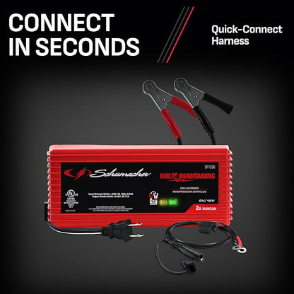 Schumacher Electric 2A Car Battery Charger and Maintainer, 3-in-1 Solution
