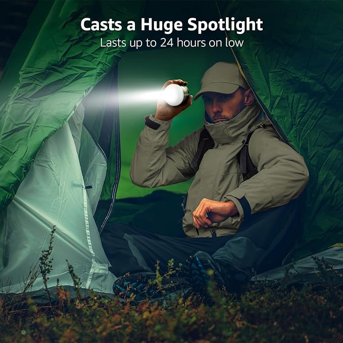 LE LED Camping Lantern Rechargeable, 310LM, 5 Light Modes, Power Bank, Waterproof, Mini Flashlight with Magnetic Base for Hurricane Emergency, Outdoor, Hiking, Home and Car