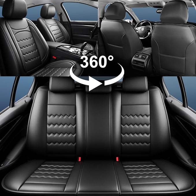 Cruze Car Seat Covers Fit for Chevrolet/Chevy Cruze 2011-2018 2019, Full Coverage Leather Waterproof Breathable Seat Covers, Automotive Seat Protectors, Airbag Compatible (2 Front Seats, Black)
