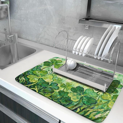 St Patrick's Day Shamrock Dish Drying Mat