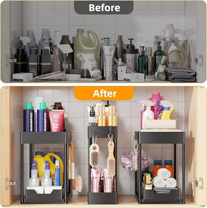 Simple Trending 3 Pack Under Sink Organizer, Pull-Out Cabinet Organizer Drawer