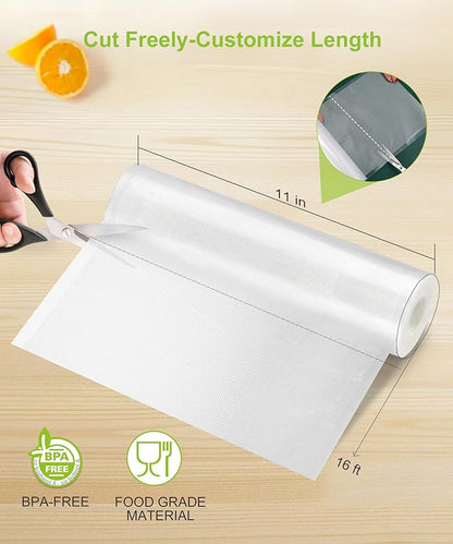[2025 Upgraded] Bonsenkitchen 6 Rolls 11" x 16' Vacuum Sealer Bags for Food with a Color Box, Easy to Store, Commercial Grade, BPA Free, Great for Food Storage or Sous Vide, VB21