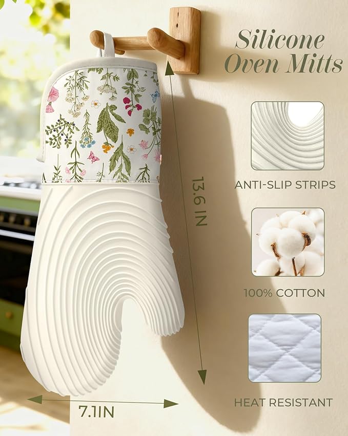 Slohif Long Silicone Oven Mitts Heat Resistant