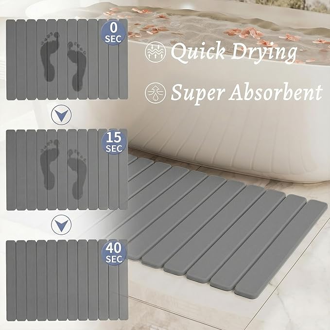 Large Stone Bath Mat 31.5 x 19.7in, Quick Dry Diatomaceous Earth Mats