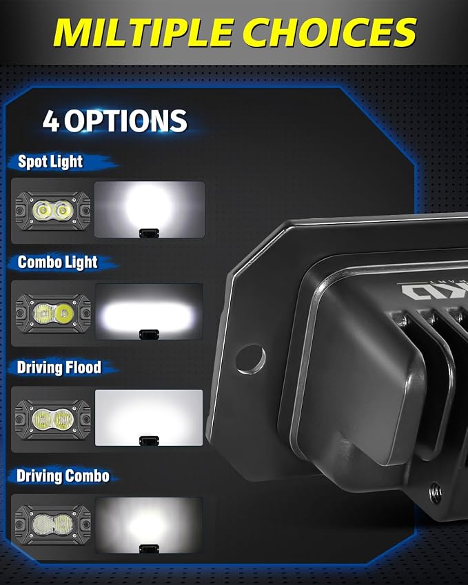 Flush Mount LED Pods Spot 40W CREE LED Flush Mount Bumper Lights | Offroad Driving Lights Backup Reverse Fog Light Pods for Trucks Pickup UTV ATV SUV