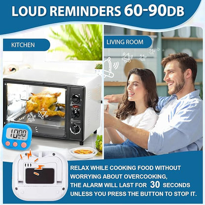 12 Pack Multi-Function Digital Timers, Magnetic Large LCD Display Loud Alarm