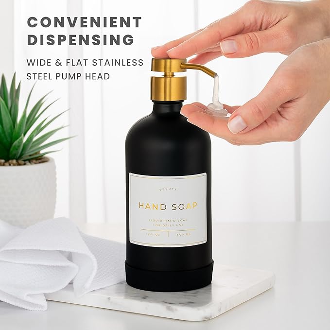 Hand and Dish Soap Dispenser for Kitchen and Bathroom, Stainless Steel Pumps