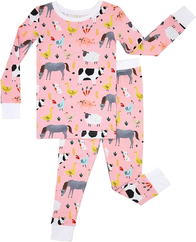 Little Sleepies Two-Piece Pajama Set for Boys & Girls, Soft Viscose from Bamboo Toddler Pajamas for Kids, Family Matching PJs