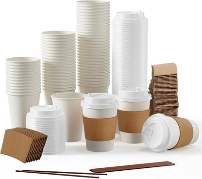 JOLLY PARTY 12 oz Paper Coffee Cups, Disposable Paper Coffee Cup