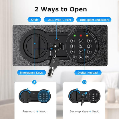 Bonsaii Steel Safe Box with Digital Keypad Lock, 1.2 Cubic Feet Security
