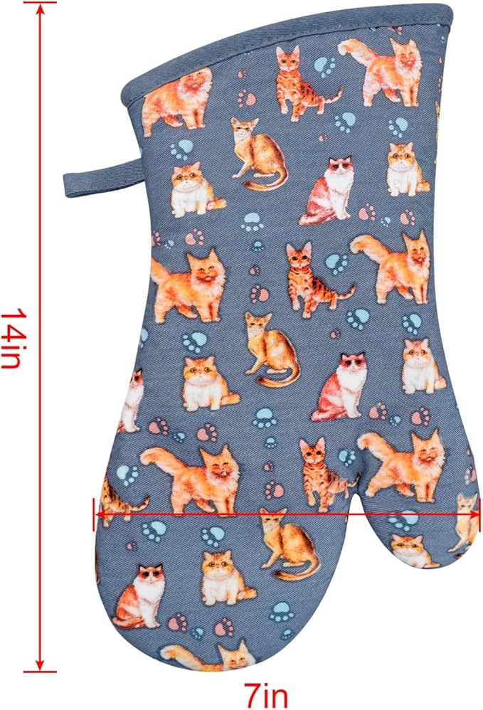 Oven Mitts Gloves 1 Pair Heat Resistant 480 ℉ Non Slip Clear Silicone Printed