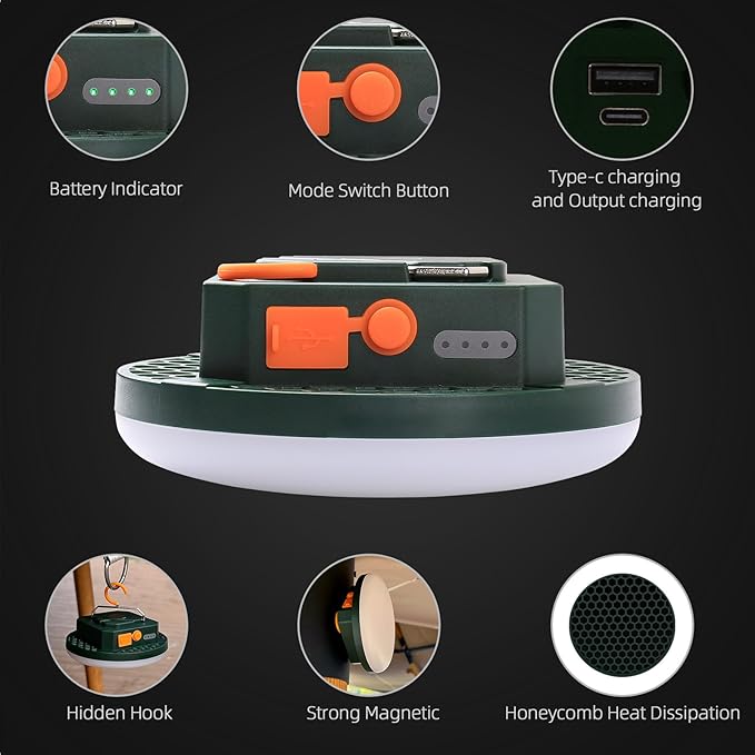 Camping Lantern 10500mAh Rechargeable Battery, 32W Ultra Bright LED Hanging Light with 3 Modes, Waterproof Portable Tent Lighting for Outdoor Emergency & Hiking