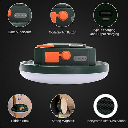 Camping Lantern 10500mAh Rechargeable Battery, 32W Ultra Bright LED Hanging Light with 3 Modes, Waterproof Portable Tent Lighting for Outdoor Emergency & Hiking