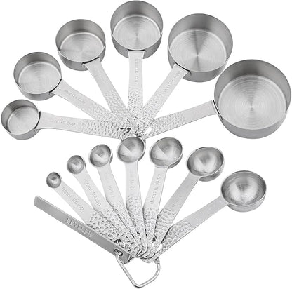 Measuring Cups and Spoons Set 14, Metric & US 18/8 Stainless Steel Measuring