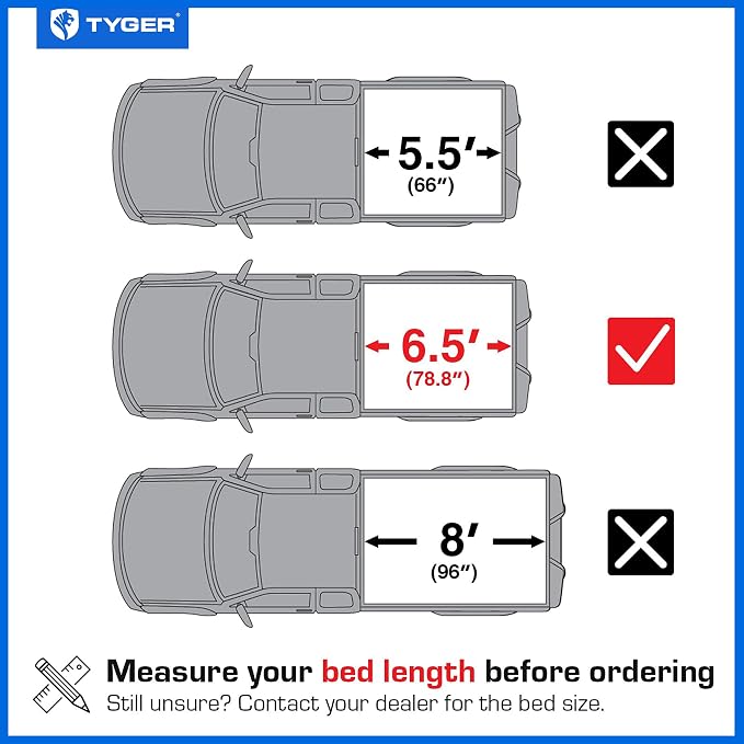Tyger Auto T2 Low Profile Soft Roll-up Truck Bed Tonneau Cover Compatible with 2015-2026 Ford F-150 | 6.5' (79") Bed | TG-BC2F6030