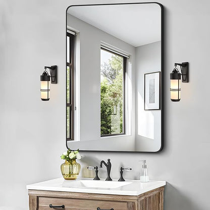 FORBATH Black Bathroom Mirror, Rectangular Vanity Mirror 30 x 48 Inch Wall