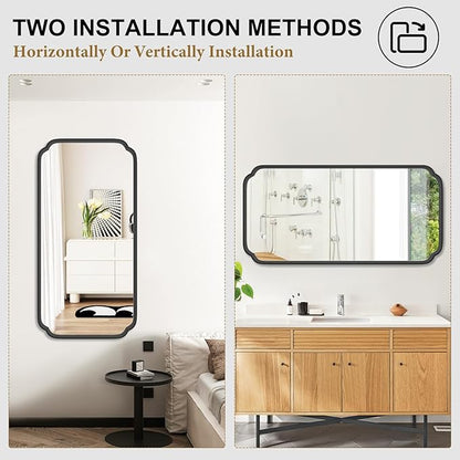 48 x 24 Inch Black Bathroom Vanity Mirror