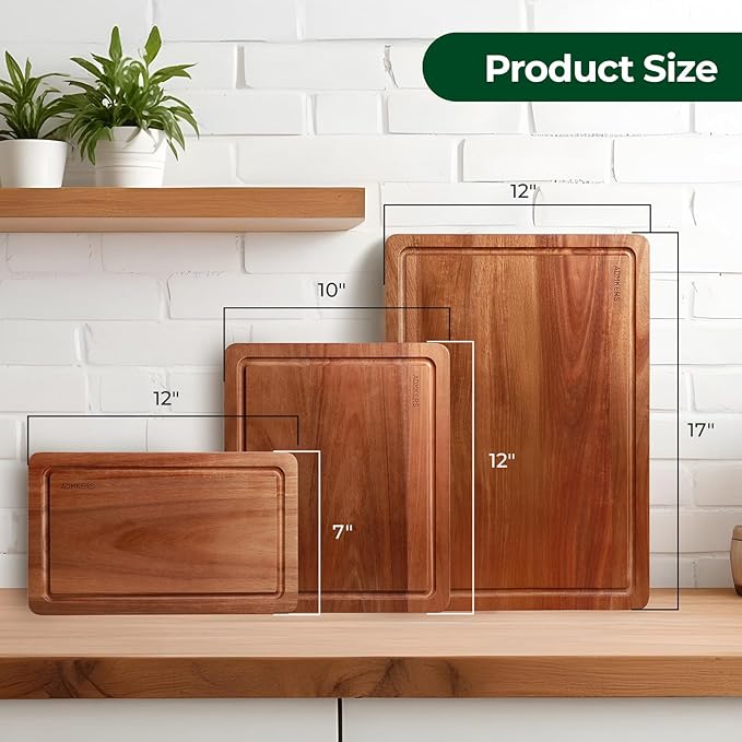 Wood Cutting Boards for Kitchen, Acacia Wooden Cutting Board Set, Charcuterie