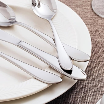 KINGSTONE 60-Piece Silverware Set for 12,18/10 Premium Stainless Steel Flatware Set, for Home, Restaurant, Wedding and Party Use, Mirror-Polished Cutlery Set, Dishwasher Safe.