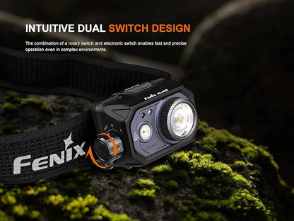 Fenix HL45R 1000 Lumen Zoomable Headlamp, USB-C Rechargeable, 3X AAA Dual Fuel, Gesture Sensing, Adjustable Focus with Floodlight,Spotlight, Red Light and Organizer