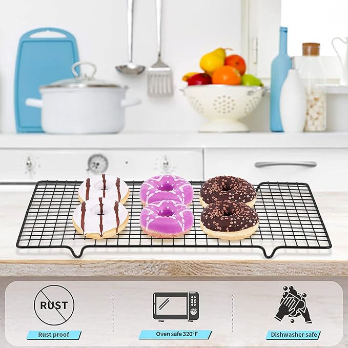 Tebery 2 Pack Black Heavy Duty Wire Cooking Rack Baking Racks