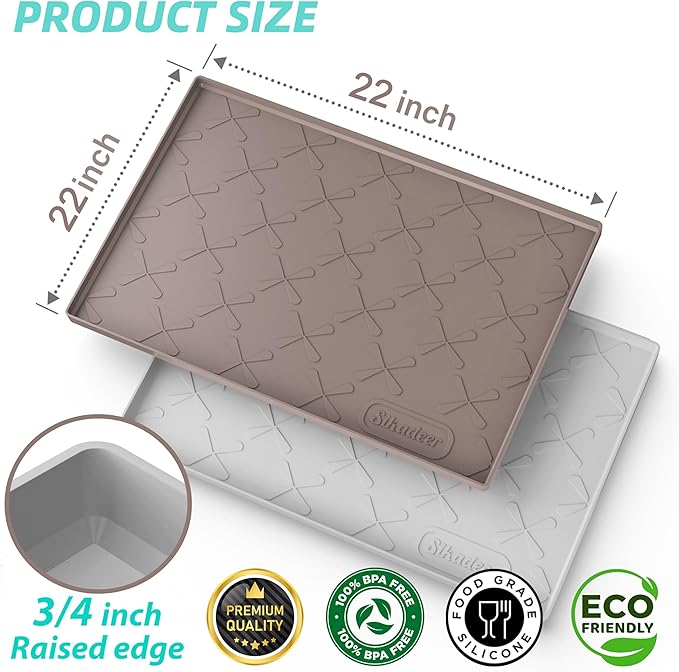 SIKADEER 22" x 22" Under Sink Mat Waterproof, Silicone Mat Kitchen Drawer Shelf