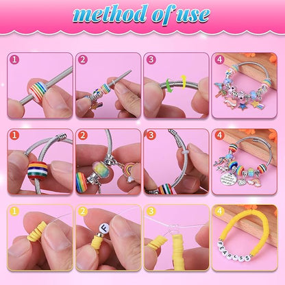 AIPRIDY 3600 Pcs Girls Toys Bracelet Making Kit, Unicorn/Mermaid Jewelry Activity, Flat College Style Beading for Friendship Jewelry Making, DIY Crafts for 4-12 Girls Birthday Christmas Gifts(Aqua)