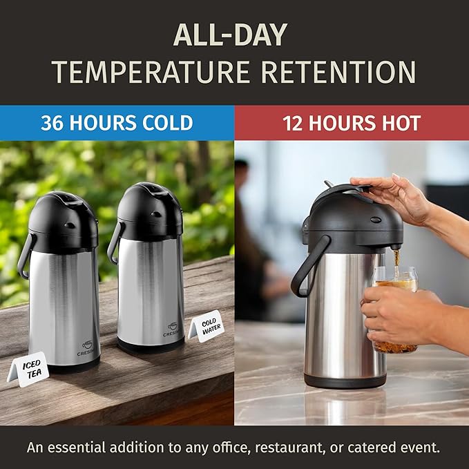 Thermal Coffee Carafe 74Oz, Keeps Drinks Hot