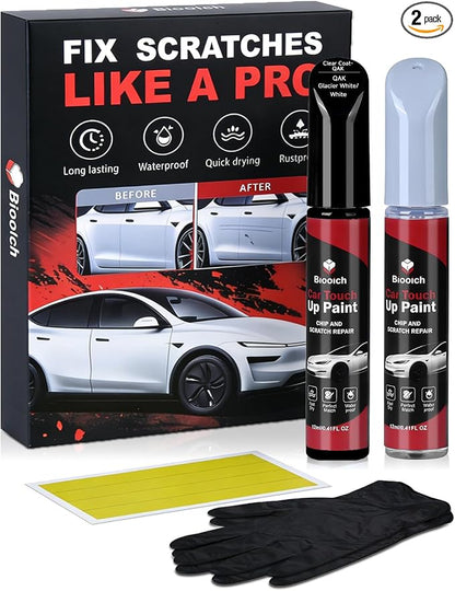 Glacier White/White QAK for Nissan Touch Up Paint Kit[2K Clear Coat Included],Exact Color Match Touch Up Paint for Chip and Scratch Repair