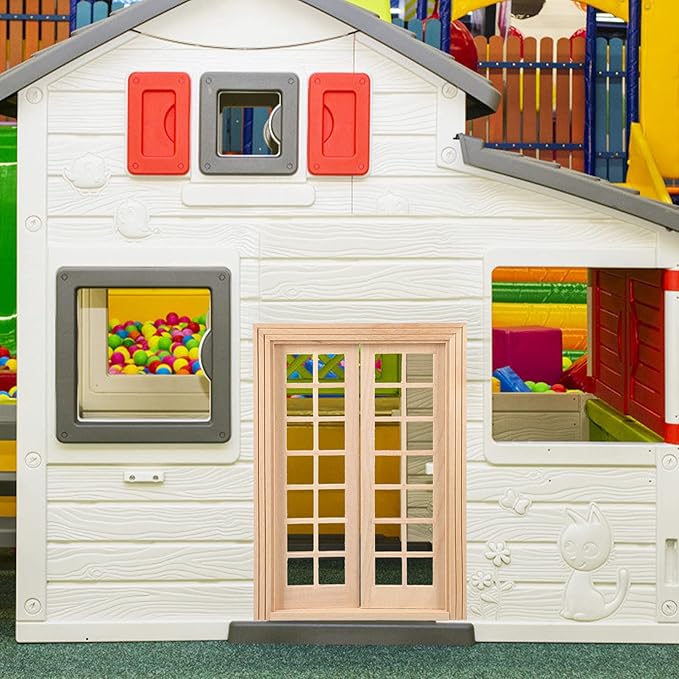 DOITOOL Dollhouse Double Doors 1: 12 Scale Dollhouse Furniture DIY Miniature Doors and Windows Dollhouse Accessories Miniature Window Frames 28 Panes Dollhouse Furniture Model