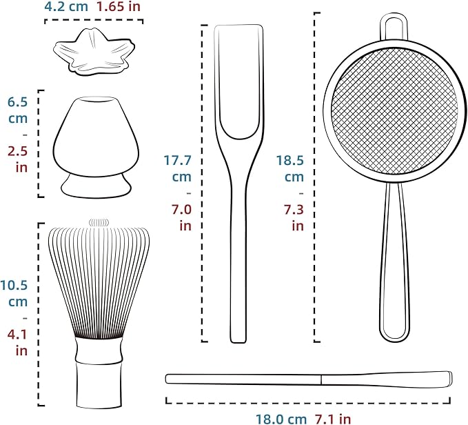 TEANAGOO Matcha Whisk Set, 6-PCS Traditional Starter Set, 100 Prongs Whisk