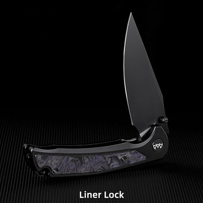 EDC Pocket Knife, 3.6" 14C28N Aluminium With Steel Inlay Handle, Folding Knife for Camping Hiking Hunting Outdoor