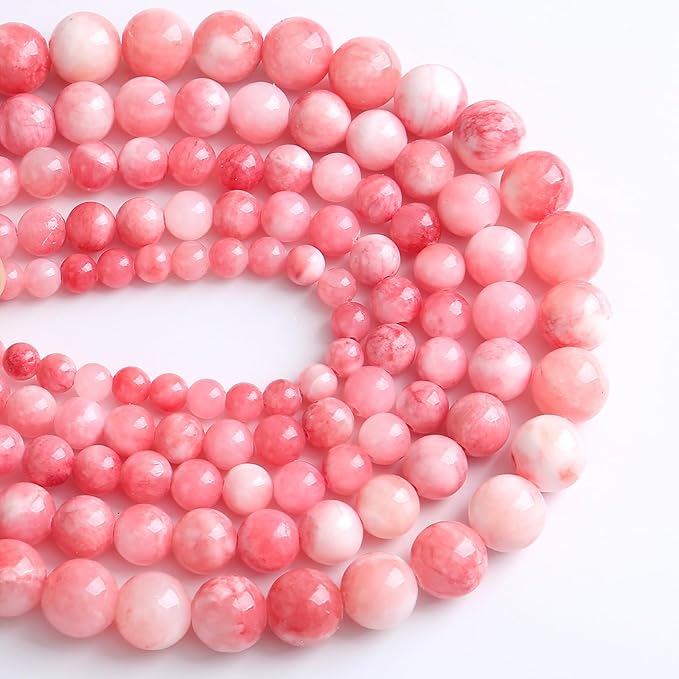750PCS 10MM Pink Persian Jade Spacer Loose Beads for Jewelry Making DIY Bracelet Necklace 2 Strands