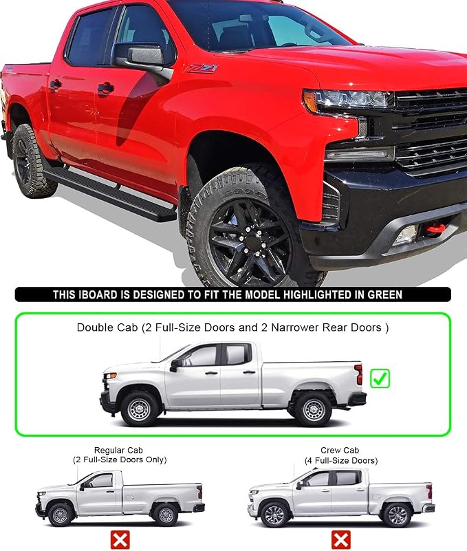 APS Running Boards Compatible with Silverado Sierra 1500 2019-2026 Extended Cab & 2500 3500 2020-2026 (Exclude 19 1500 LD)(Silverado 1500 LTD Sierra 1500 LD 2022) (Stainless Steel Black 6in)