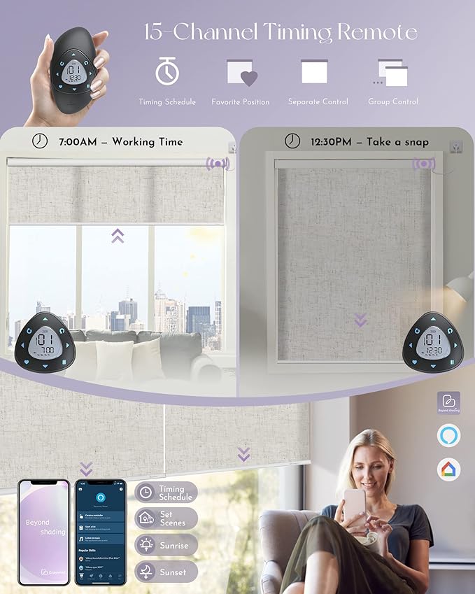 Graywind Motorized Light Filtering Shades Compatible