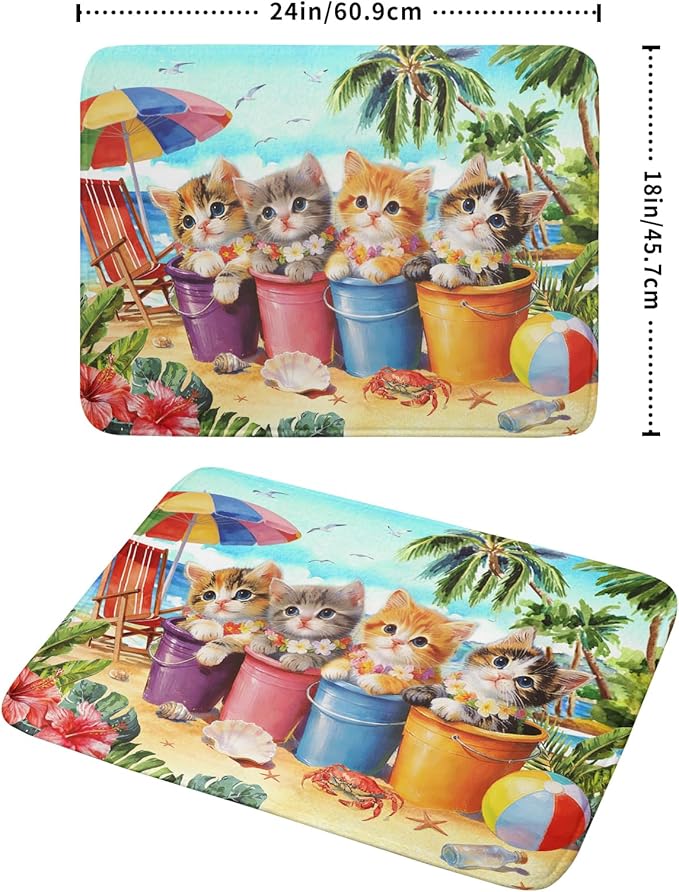 Lovely Cat Dish Drying Mat for Kitchen Counter Holiday Beach Absorbent Coffee